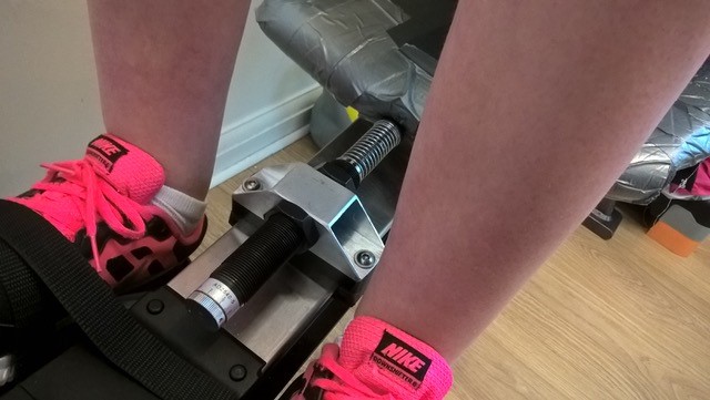 An adjustable industrial shock absorber donated by WDS Component Parts Ltd. is helping a young woman regain strength and mobility following a major operation to remove a tumour.