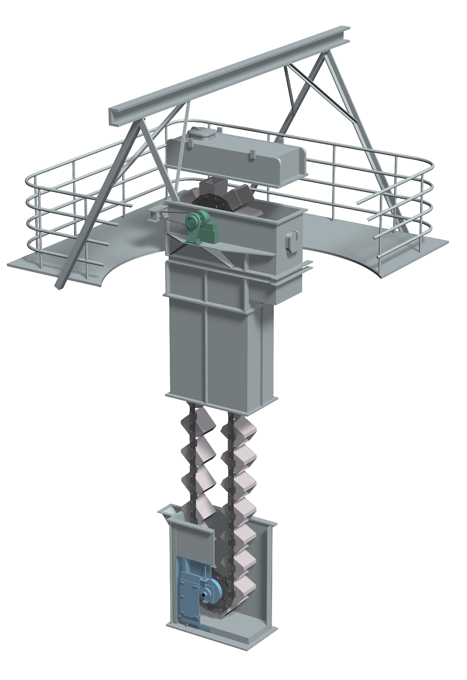 Chain bucket elevators are used to transport bulk materials vertically. Demanding environments like these often challenge system reliability and require unique, innovative chain solutions.