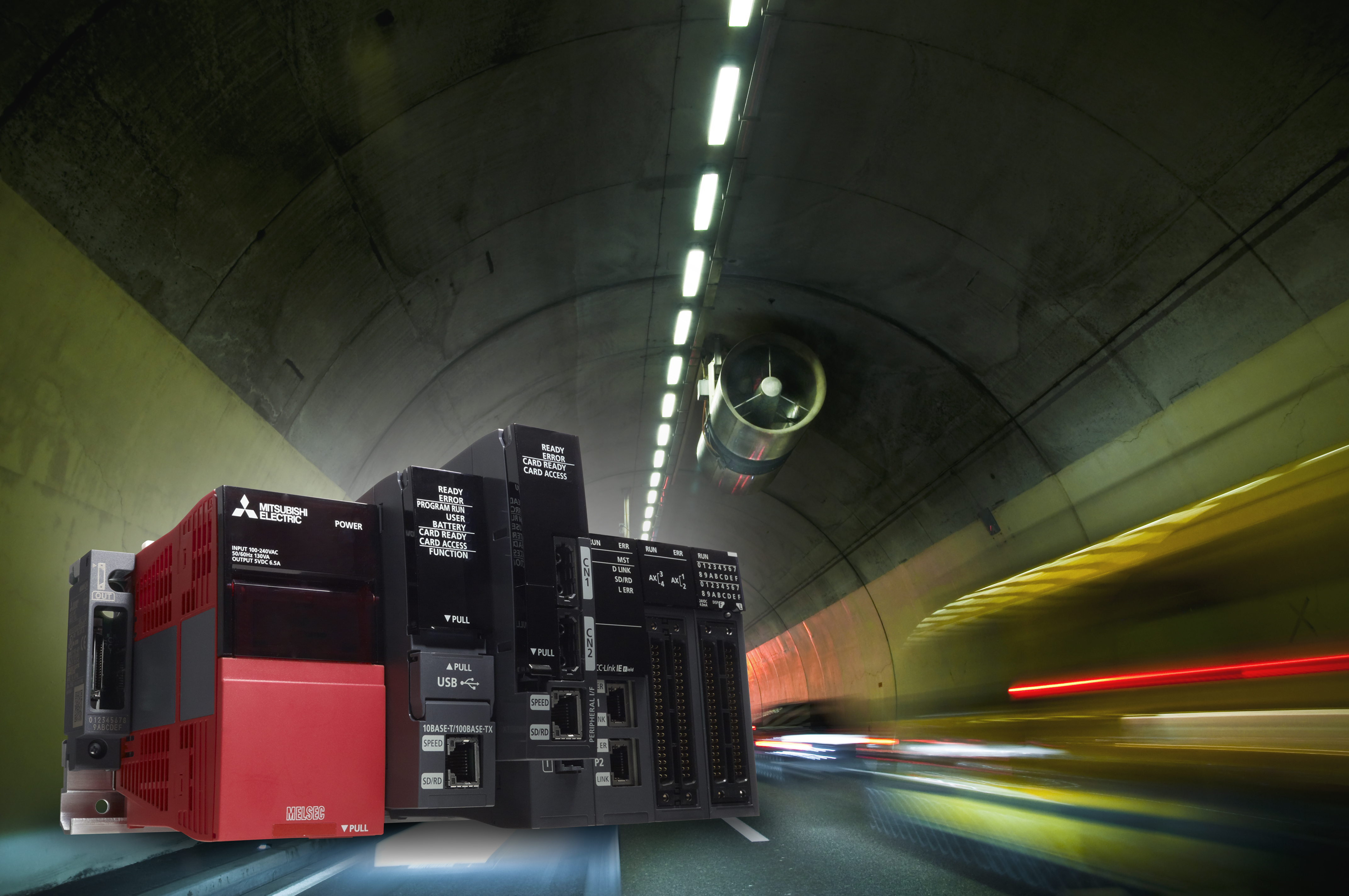 Redundant control systems provide high availability and instant switchover essential to ensure continuous and safe operations for tunnel ventilation. [Source: Mitsubishi Electric Europe B.V.]