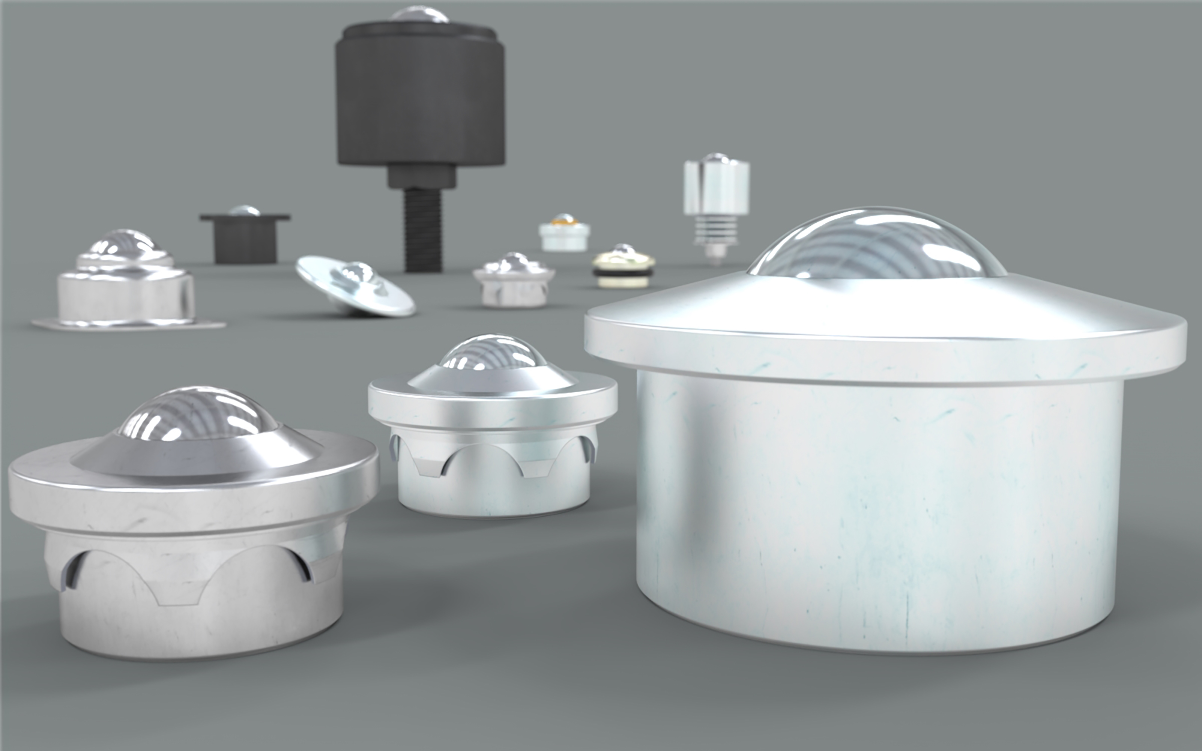 WDS Components range of ball transfer units with a medium duty model.