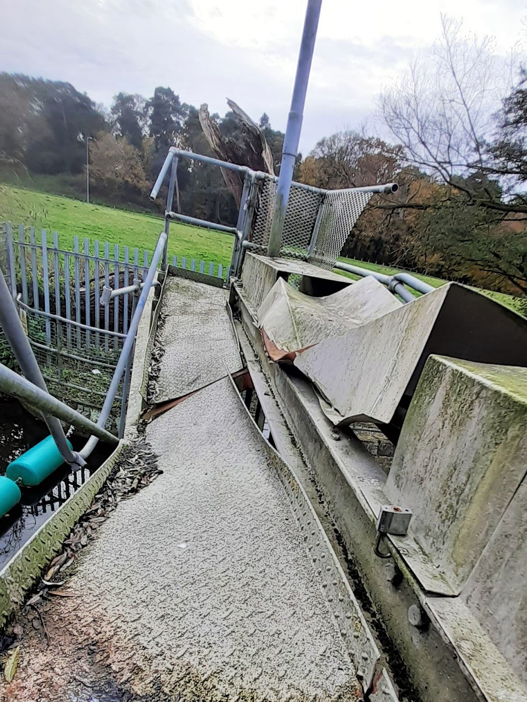 Before: the Thetford No.1 Sluice gate was badly damaged by Storm Ciara, requiring an emergency repair from ECS Engineering.