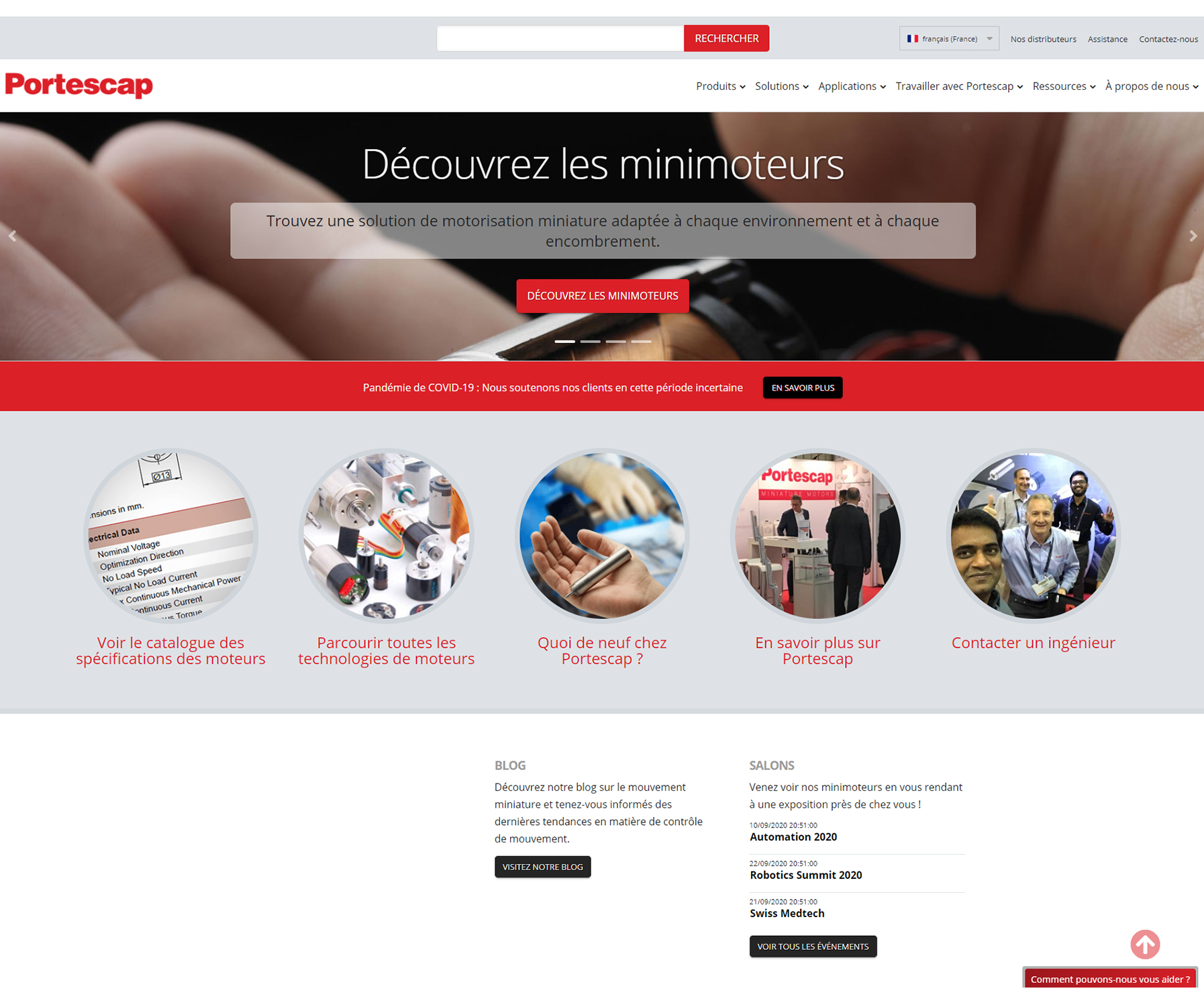Portescap extends support for French speaking markets with new website