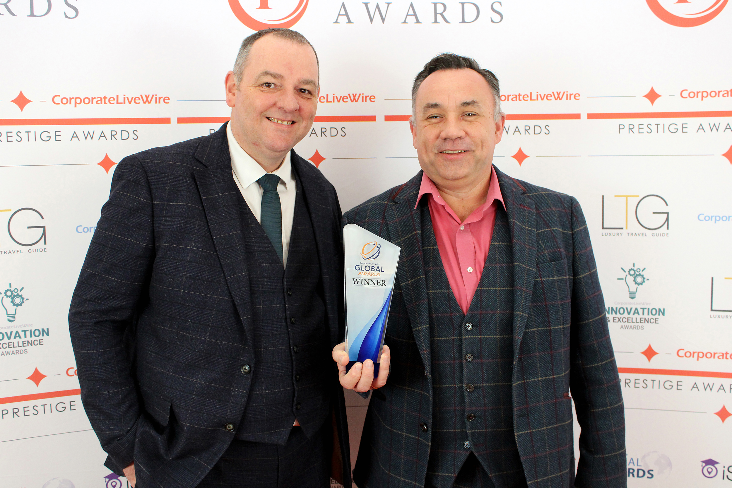 WDS Components won the Global Award for Machining Products, Supplier of the Year Award at the Prestige Awards 2023 (On the left - Edward Arnott – Sales Manager & On the right Mark Moody – Sales & Marketing Director).