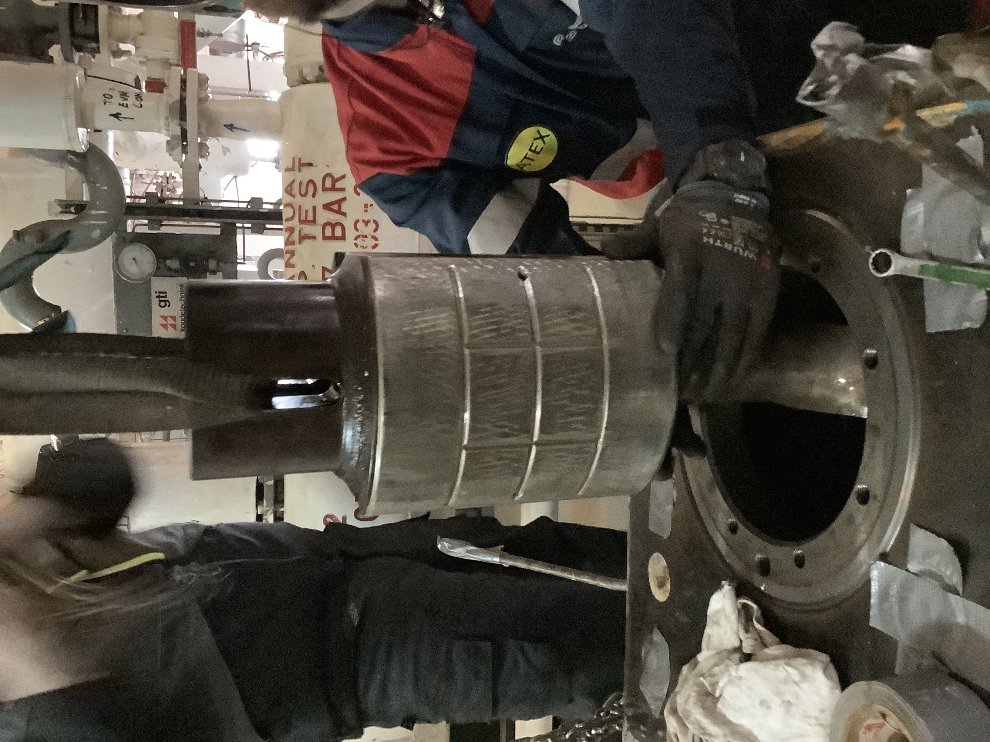 Restoration in progress: The 'new' cylinder finds its place.