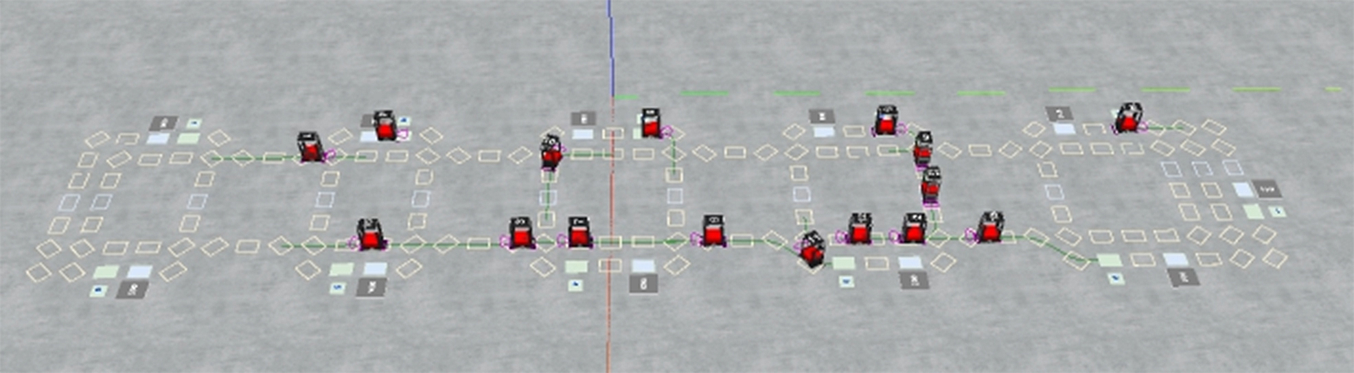 A simulation of Prime Vision’s robotic sorting fleet
