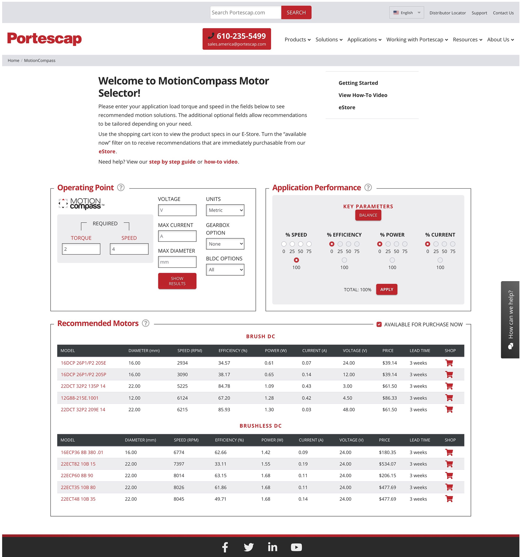 Der MotionCompass™ Online-Selektor von Portescap bietet eine Reihe von Werkzeugen und Motordaten, um OEM-Ingenieure bei der Festlegung ihrer Spezifikationen zu unterstützen.