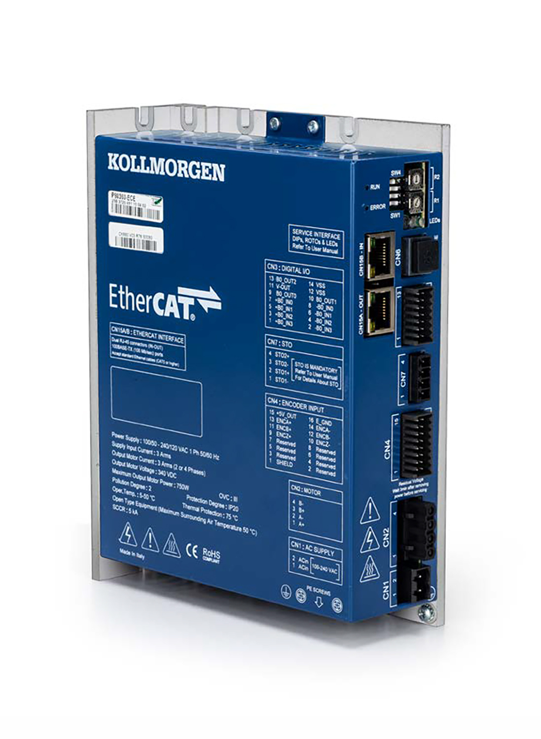 Kollmorgen’s new P80360-ECE stepper drive that provides real-time control.